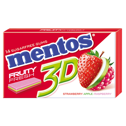 Mentos Gum 3D Strawberry -Apple -Rasberry Image